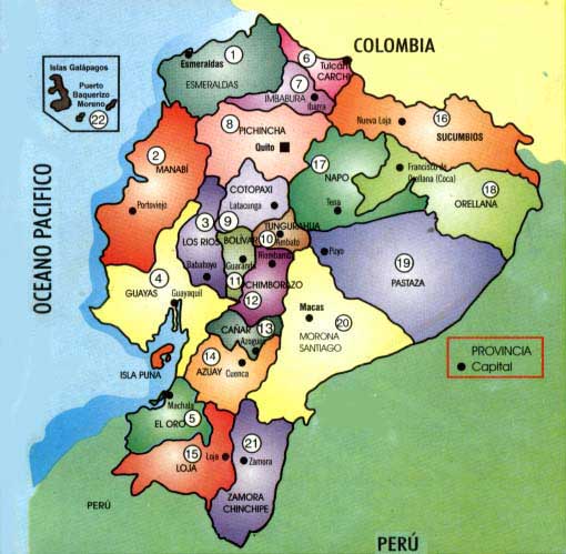 mapa politico del ecuador